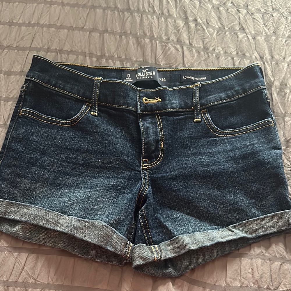 Hollister Blue Jean Shorts with Rolled Hems and Stretch